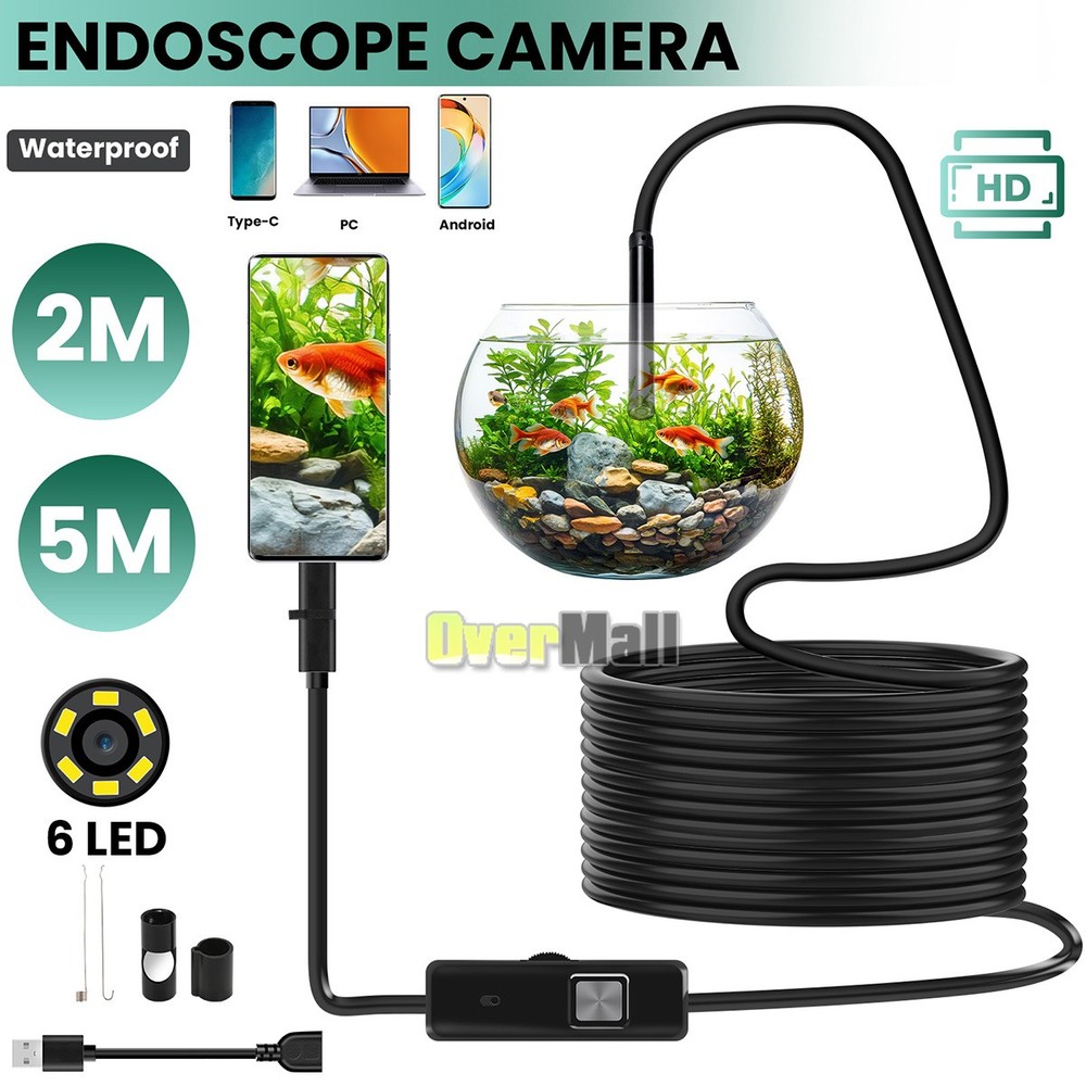 6LED USB Snake Endoscope Borescope HD Inspection Camera Scope for Android Type C