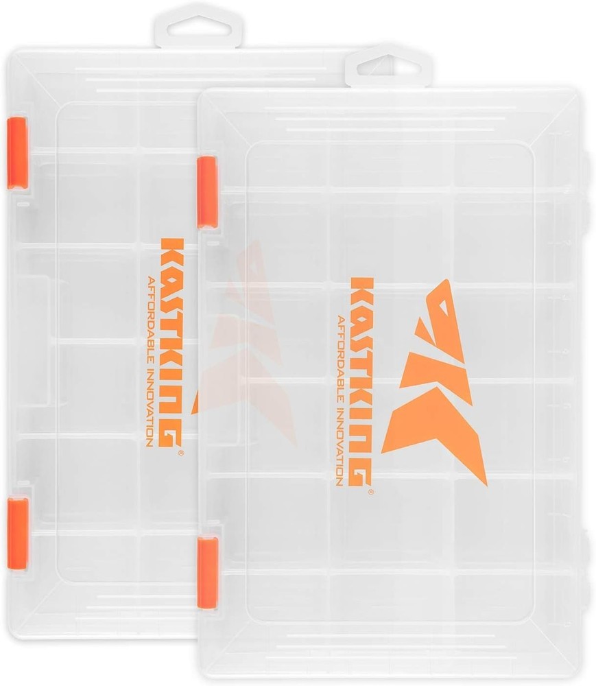 Durable 2 Pack Plastic Tackle Boxes with 18 Adjustable Compartments - Waterproof