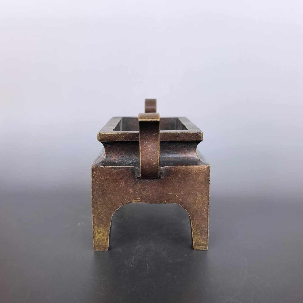 Pure Copper Imitation Purple Copper Rectangular Curved Ear Incense Burner