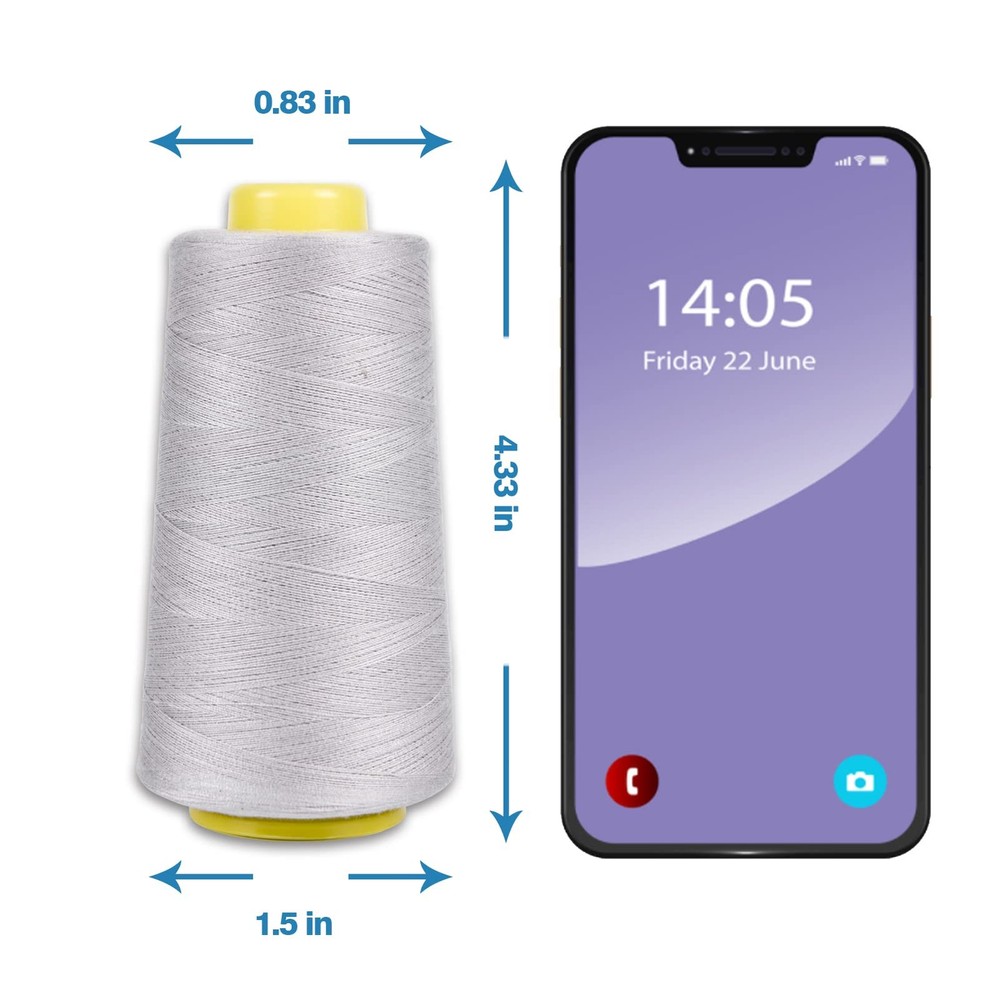 Gray Serger Thread 4 Cones 3000 Yards Each All-Purpose Polyester Spool