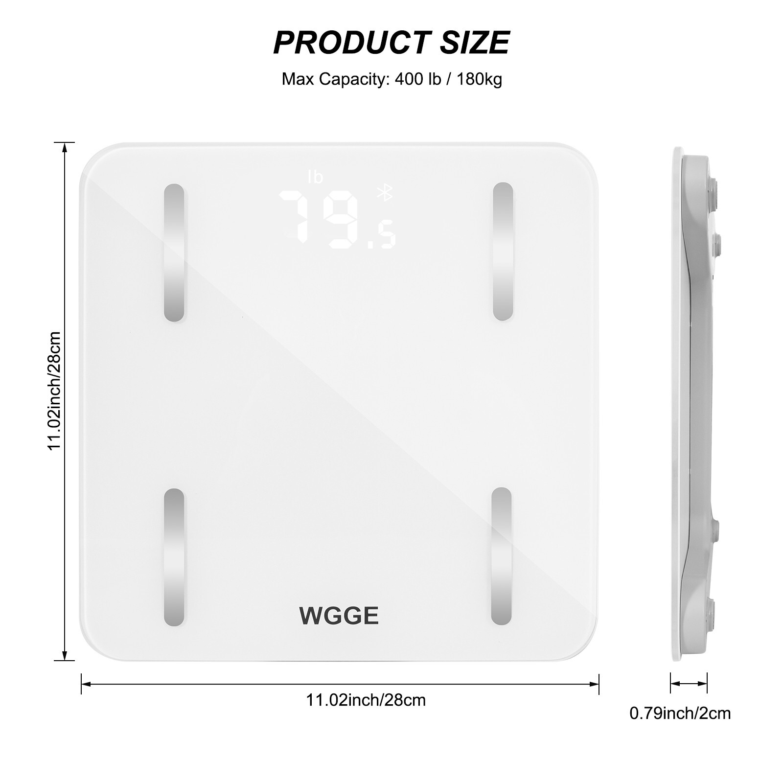 WGGE Bluetooth Body Fat Scale, Smart Digital Bathroom Weight Scale Max:400lb