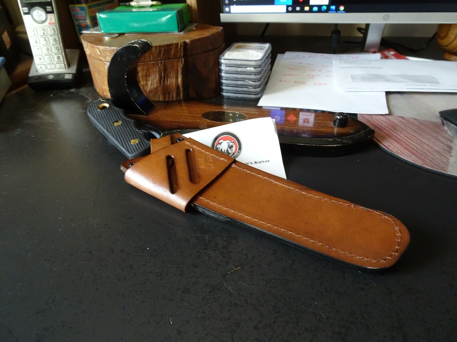 KNIVES OF ALASKA 13" BONE SAW SK5 STAINLESS BLADE NONSLIP HANDLE LEATHER SHEATH