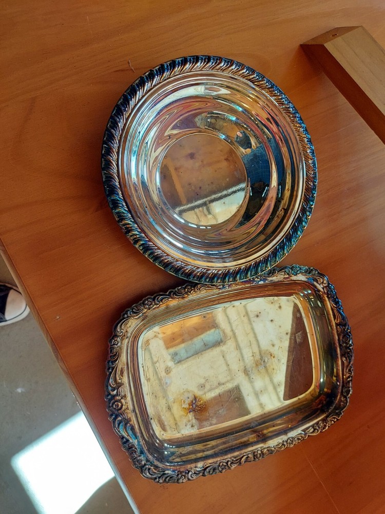 wm rogers silverplate bowl And Tray