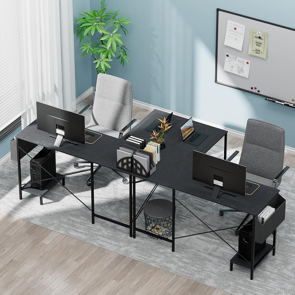 L Shaped Gaming Desk- Reversible Corner PC Work Table with Metal Frame,CPU Stand