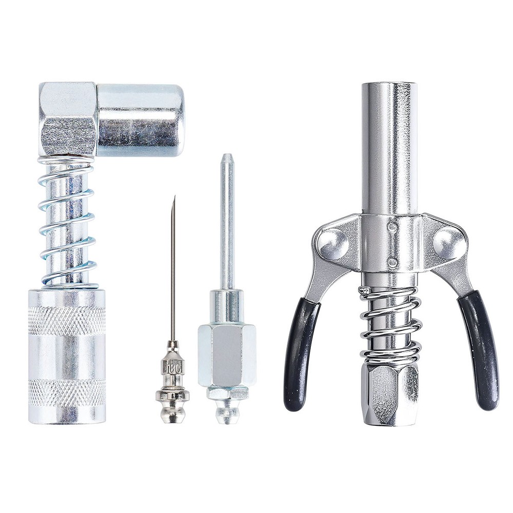 4pcs Grease Gun Fitting Tool Kit 90 Degree Coupler Adapter Needle Tips Dispenser