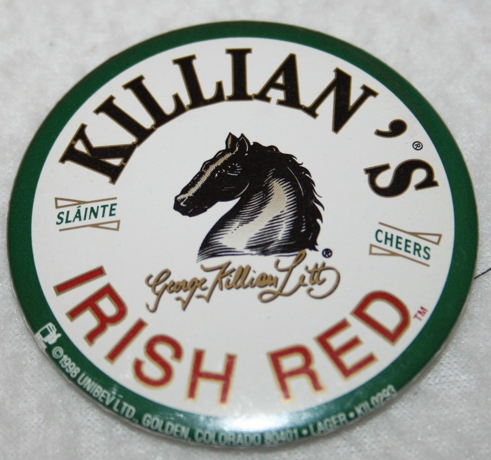 Vintage KILLIAN'S IRISH RED BEER 2" Pinback Button 1998
