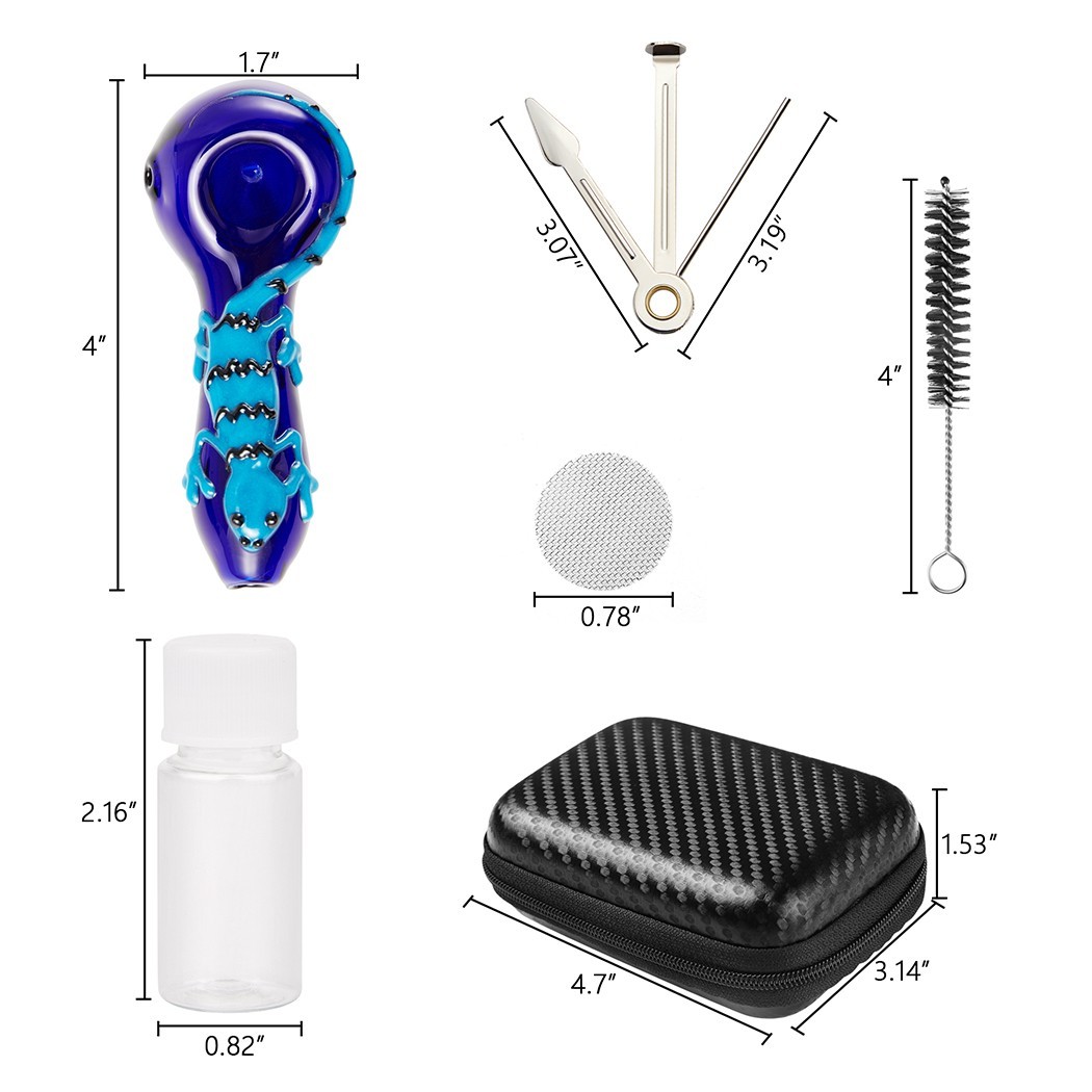 4" Lizard Style Tobacco Smoking Glass Pipe Collectible Handmade Pipes with Box