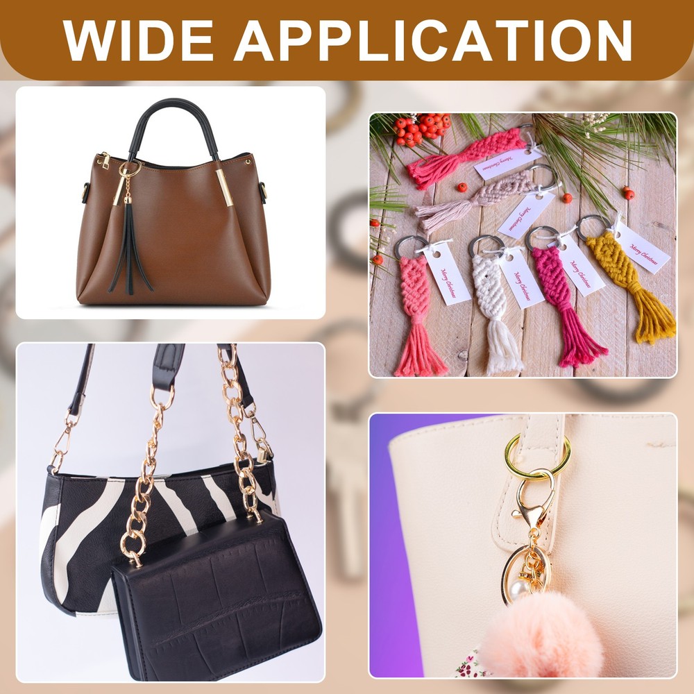 6Pcs Spring O Rings 1" Round Trigger Snap Hook Circle Black Key Ring Clip