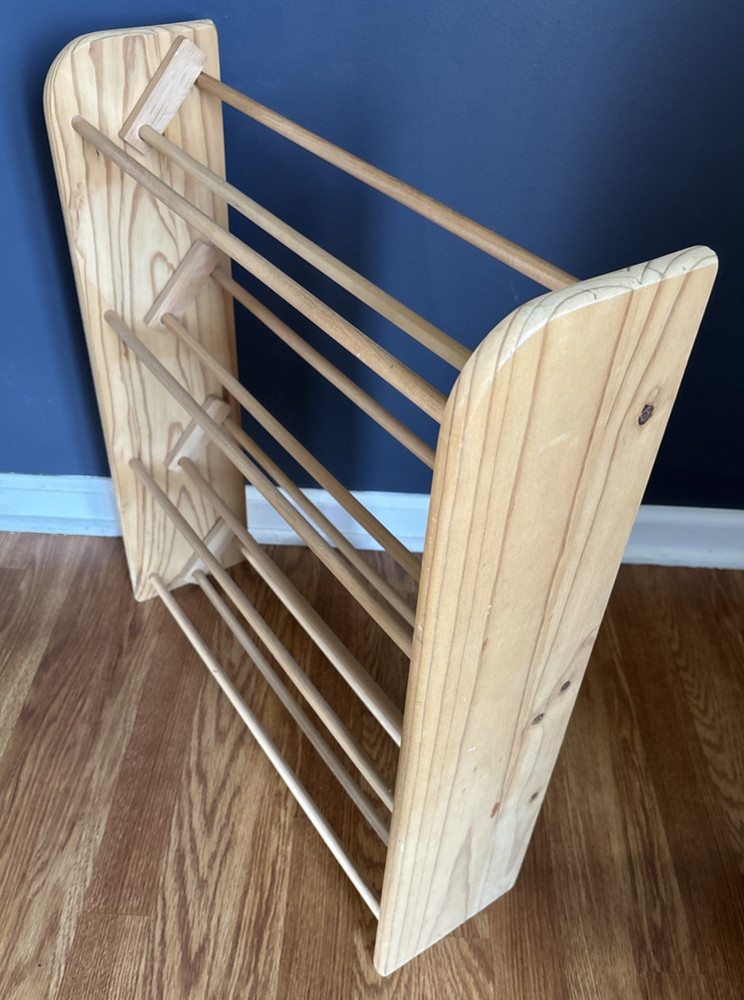 CD Storage Rack - Solid Wood 4-Row Tower Dowel Style - 160 Disk Capacity
