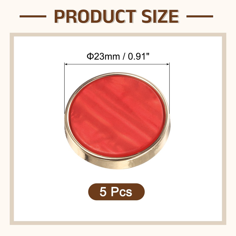 5Pcs Round Button, 23mm/0.9" Resin Decorative Pattern Button, Red