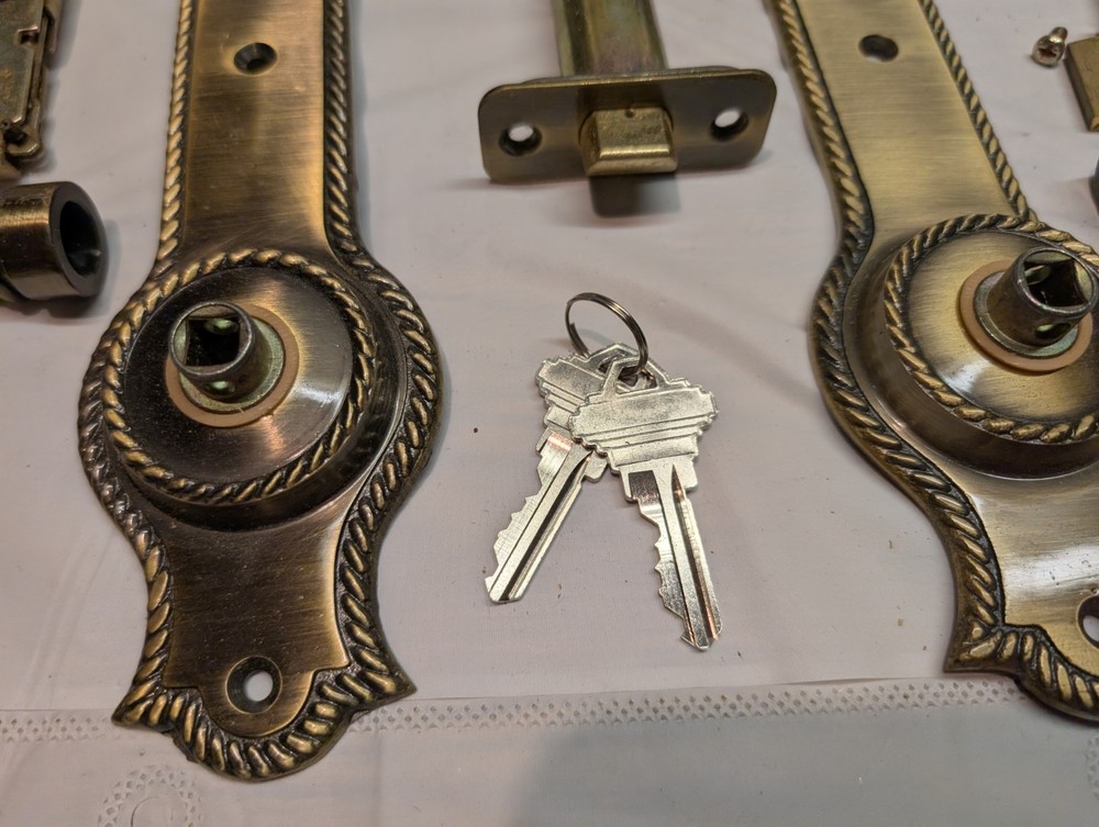 WI Barn NIB Solid Antique Brass Mortise Lock Set Narrow Backset Locks Entry
