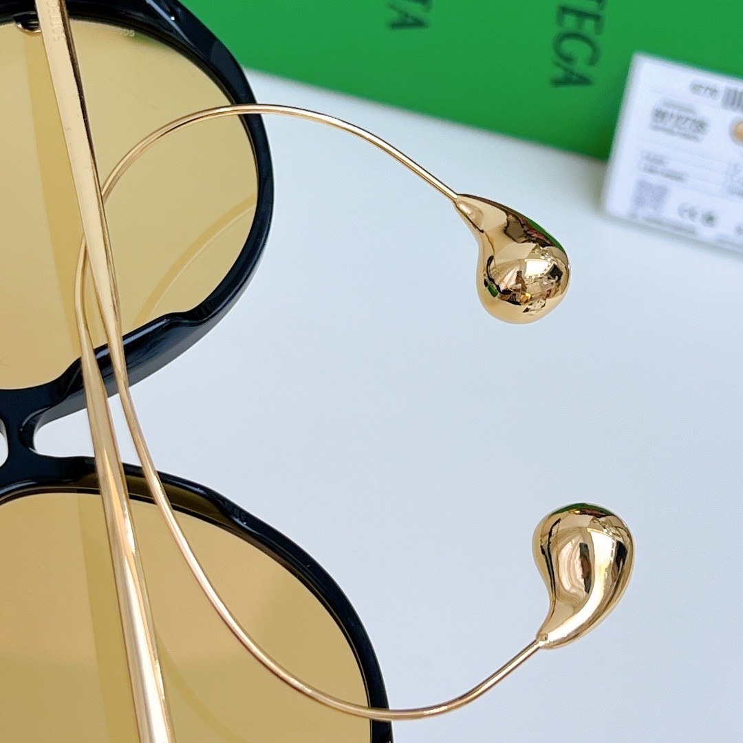 New Bottega Veneta BV1273 Women's Sunglasses Black Frame Yellow Lens Gift Box