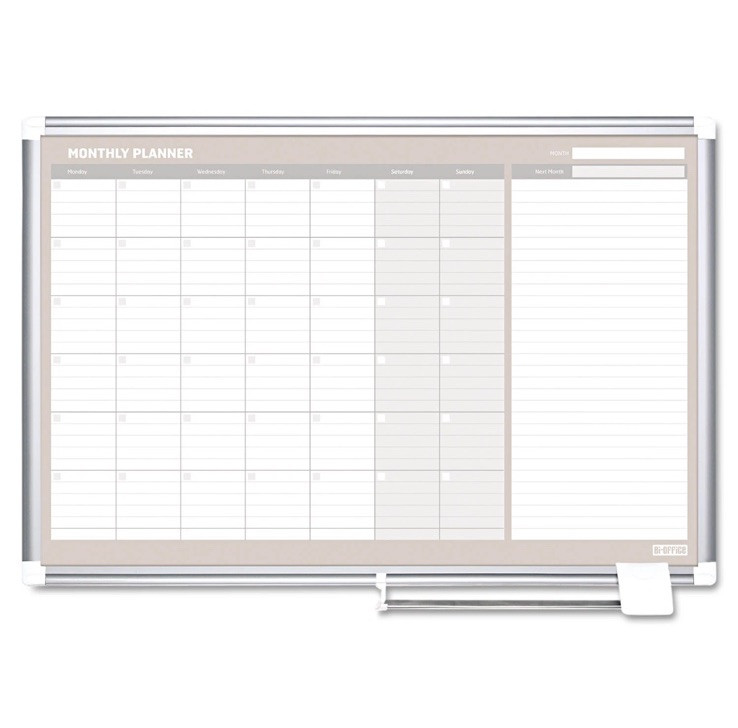 Mastervision Monthly Planner 48x36 Silver Frame GA0597830