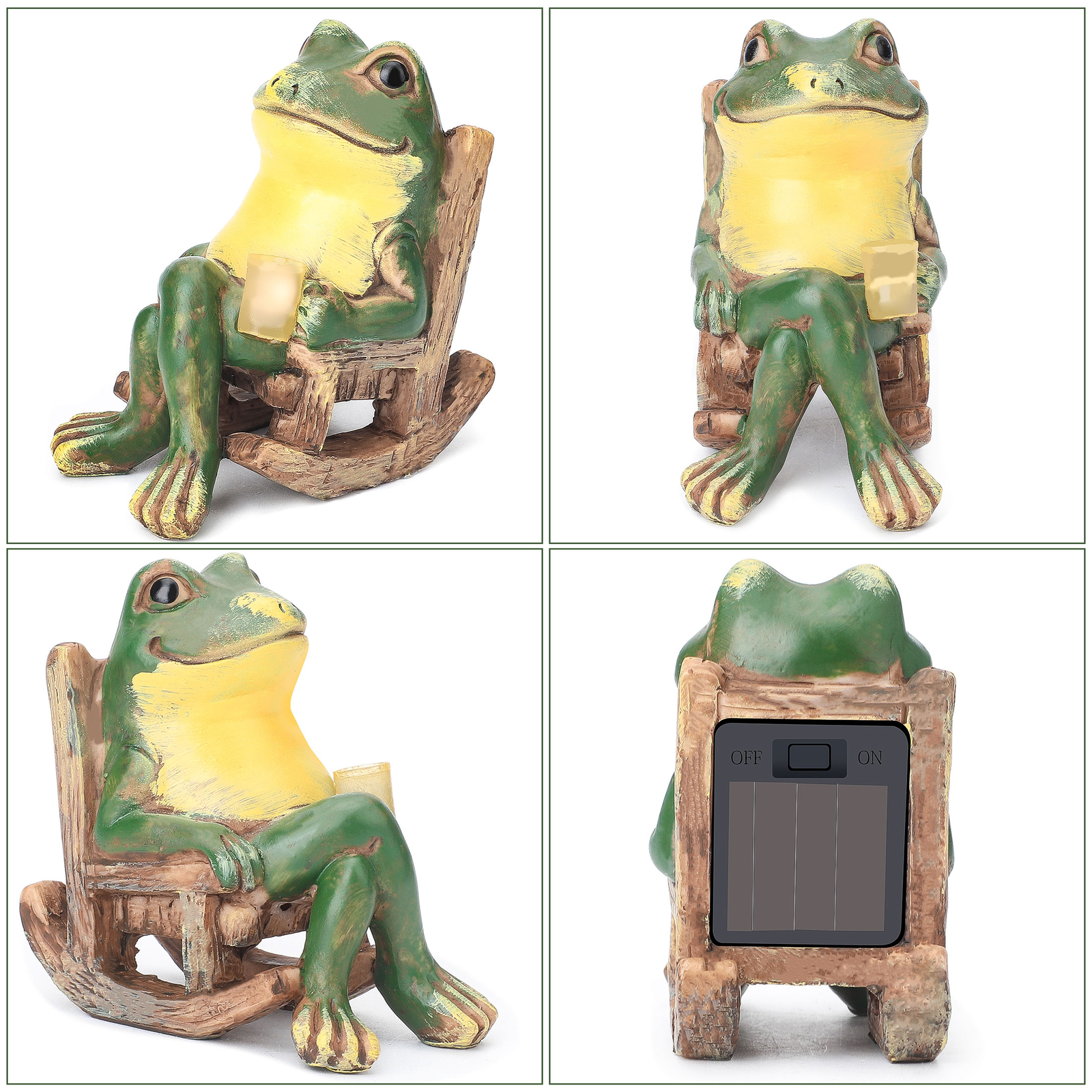 Solar Frog Garden Statue Light Outdoor Figurine Decor Lights Yard Frog Ornament