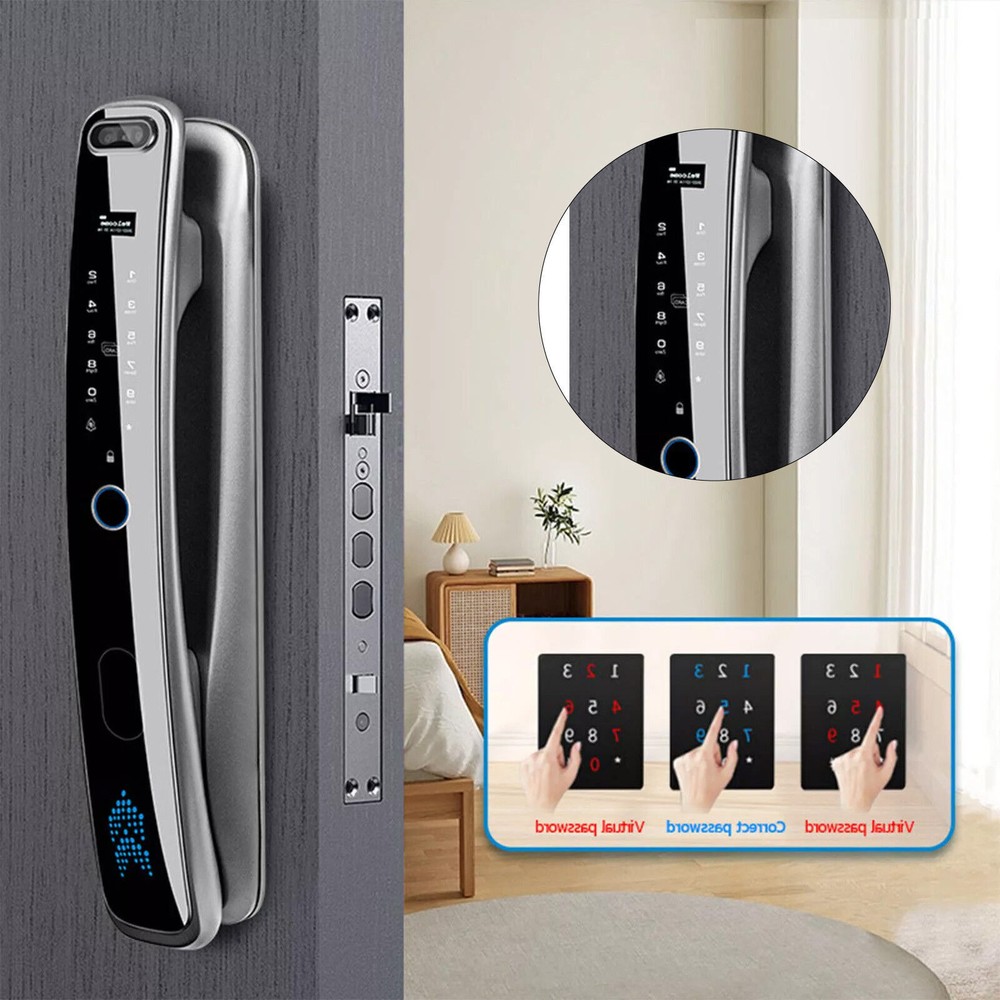 3D Face Recognition Unlock Digital Door Lock With Camera FIngerprint Password