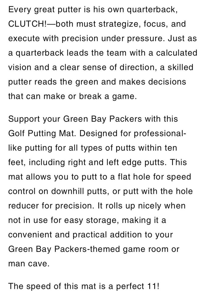 Green Bay Packers Putting Mat