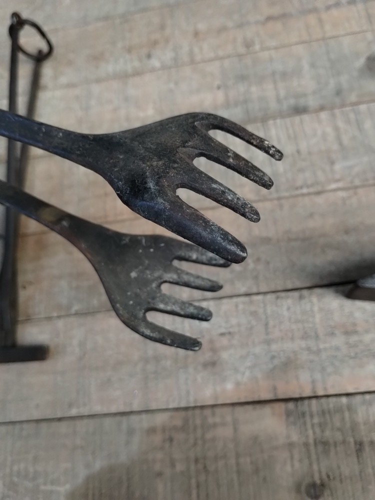 2 ANTIQUE TONGS ...BLACKSMITH HAND TOOLS & Hammer Head