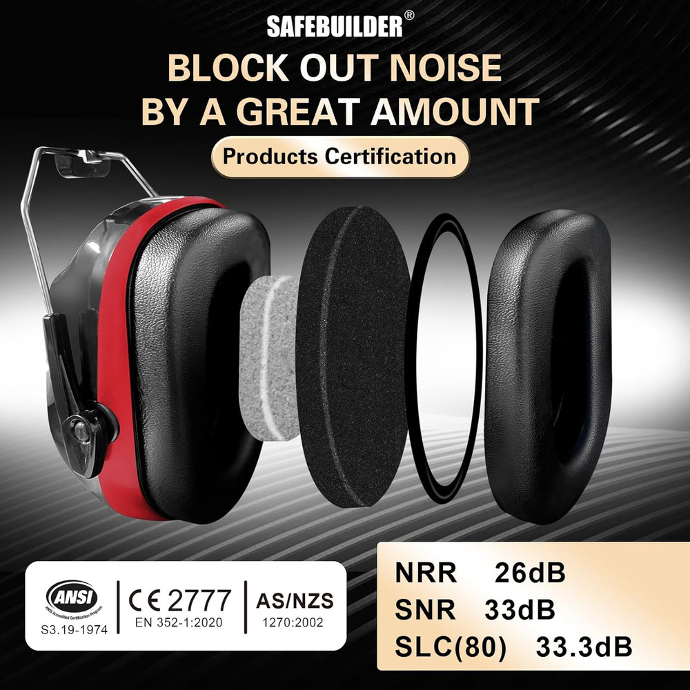 Ear Muffs Noise Reduction SNR 33dB Adjustable Lightweight Safety Sound Proof