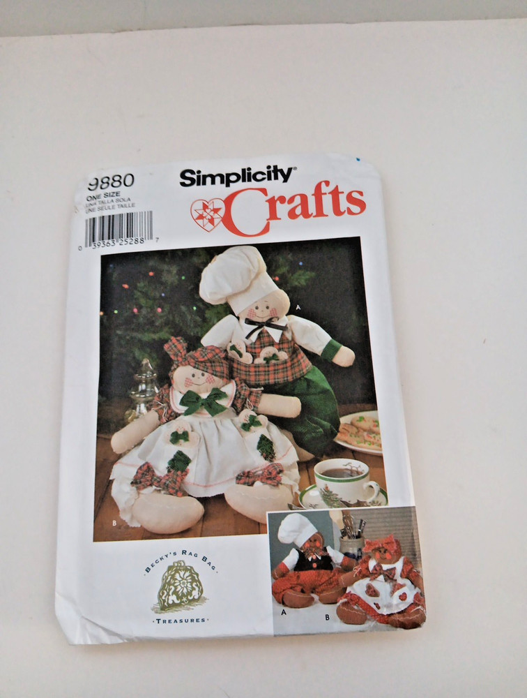 Simplicity 9880 Gingerbread Christmas Craft Sewing Pattern 16" Dolls  9880