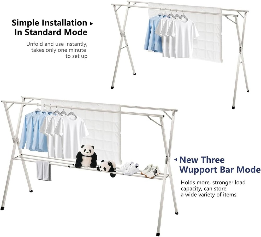 Foldable Clothes Drying Rack Heavy Duty Stainless Steel Laundry Drying