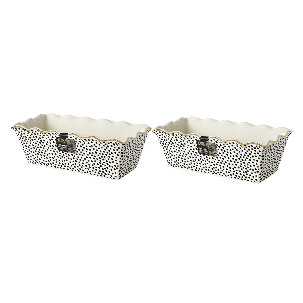 9" Ceramic Loaf Dish 2-Piece Set Dot