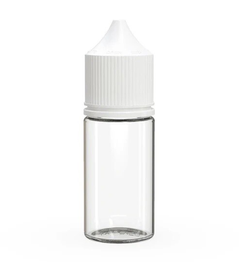 CHUBBY GORILLA 30ML STUBBY AUTHENTIC  Bottles (100 pack) CLEAR BOTTLE/WHITE LID