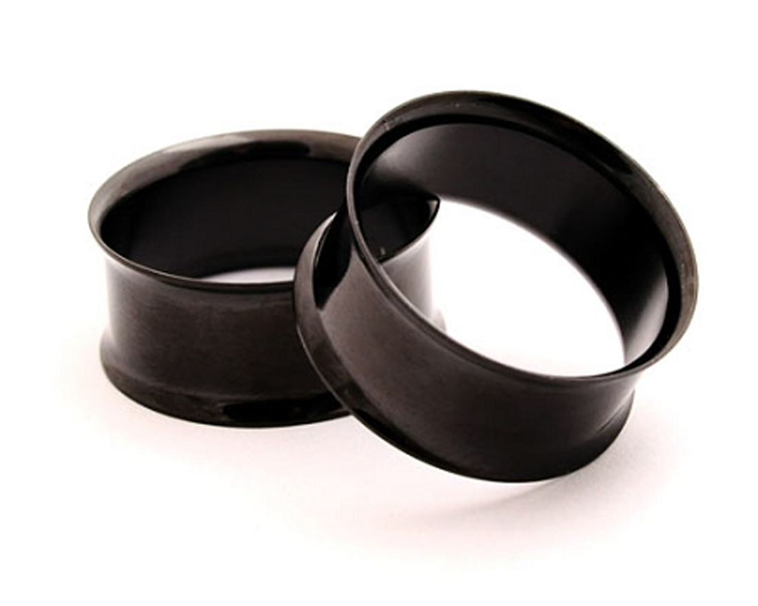 Pair of BLACK Steel Double Flare Tunnels set gauges plugs PICK SIZE