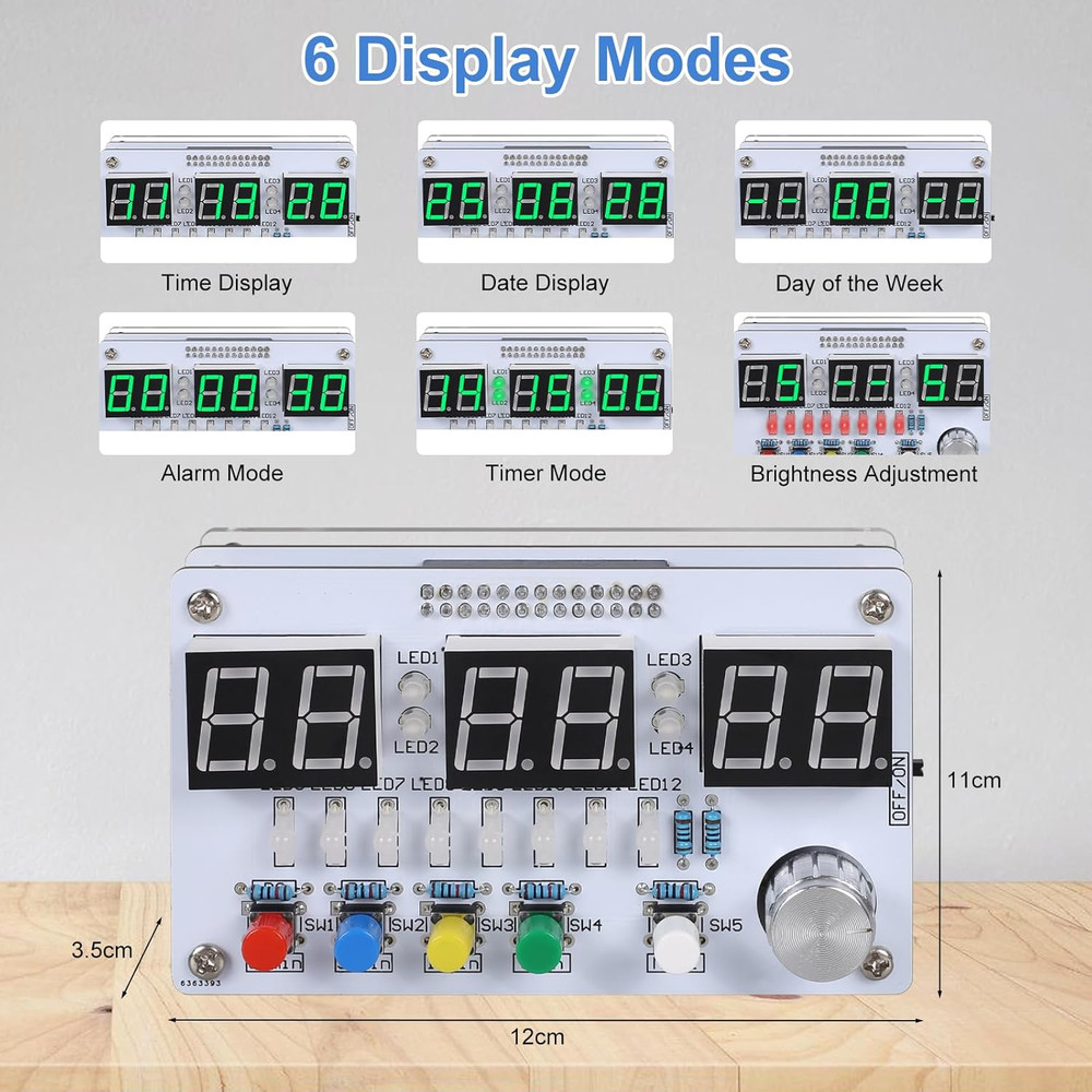 Clock Soldering Kit, 6-Bits Digital Clock Solder Practice Kit DIY Countdow/Up 24