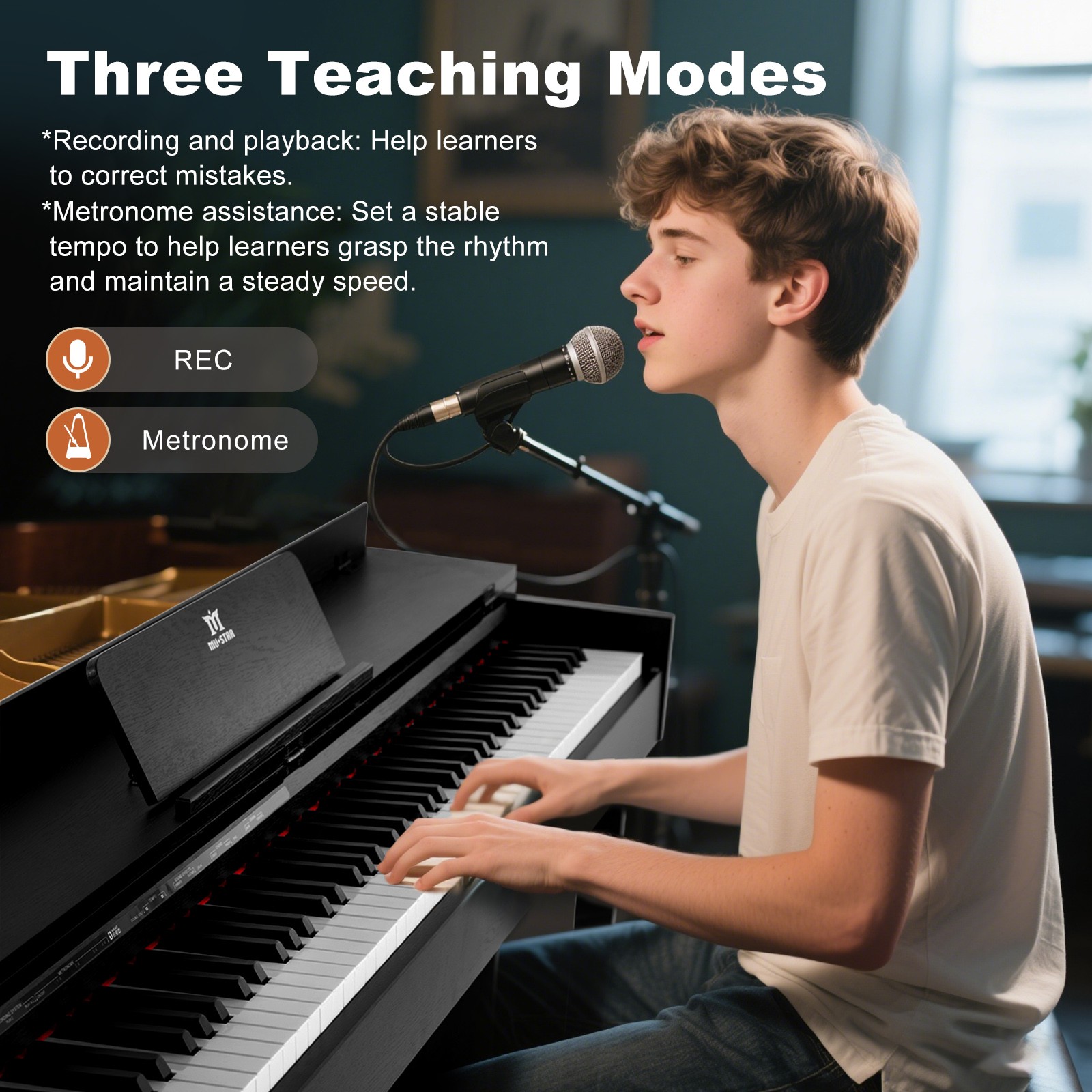 Black 88Key Full Size Weighted Hammer Action Digital Piano Keyboard with 3-Pedal