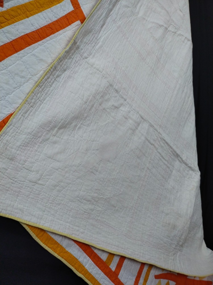 vintage sunburst hand Quilted patchwork Quilt needlework A168