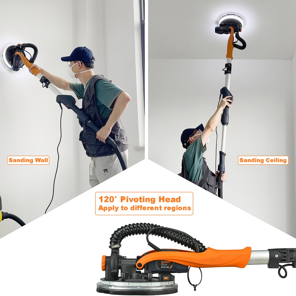 MAXXT Drywall Sander 820W Variable Speed Auto Vacuum System LED Strip Light
