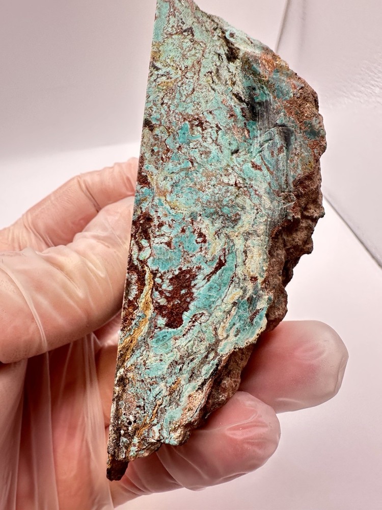 Congolese Chrysocolla Specimen - Polished Front & Base - End Cut Lapidary