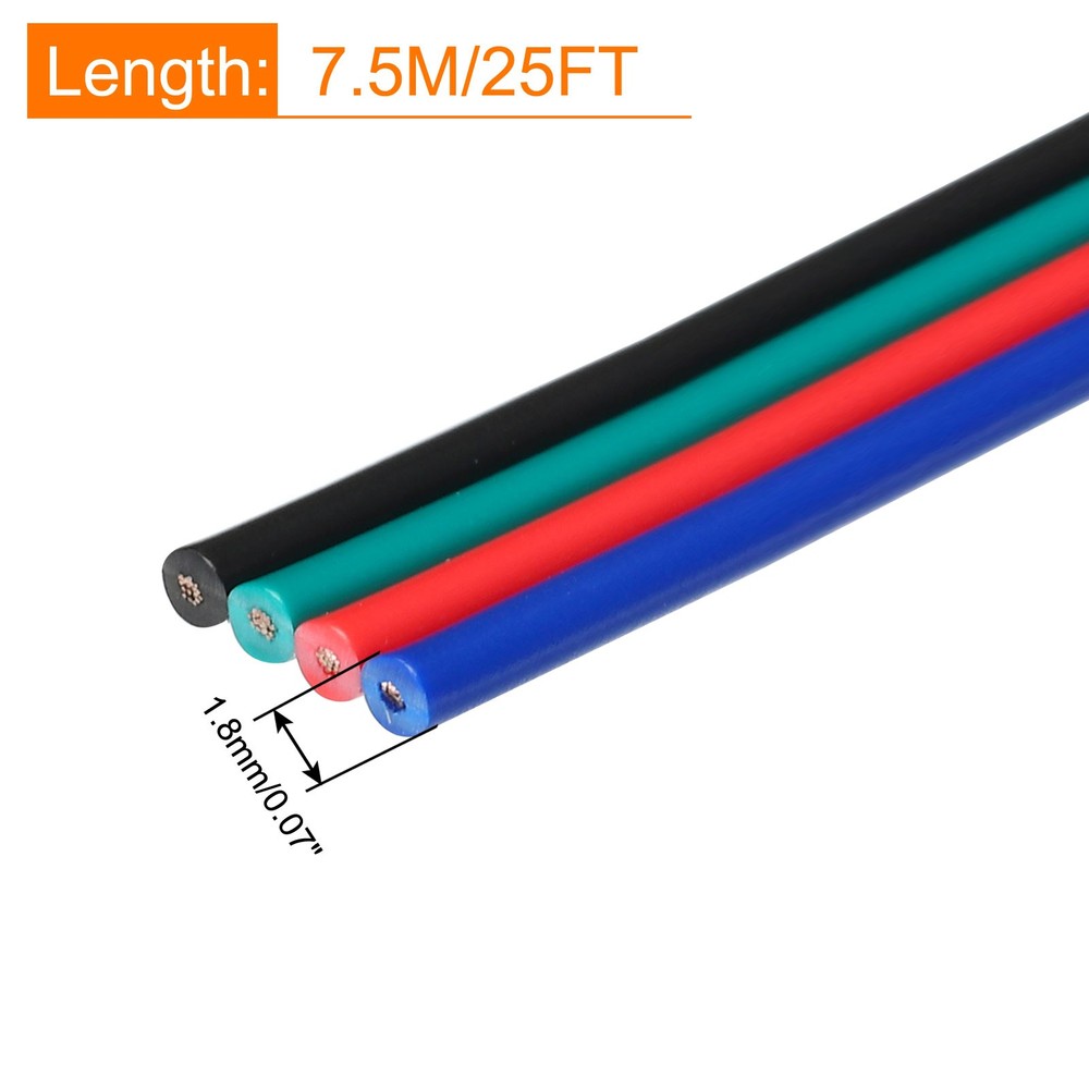 20 Gauge 4 Conductor Electrical Wire Tinned Copper Cable 24.6FT