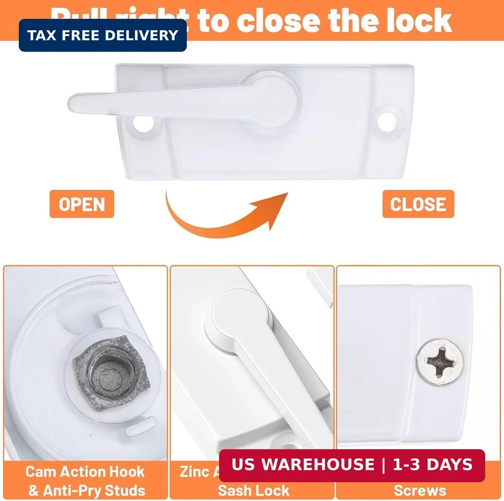 2 Pcs Window Sash Locks - Zinc Alloy Window Latch Replacement - Windows Locks fo