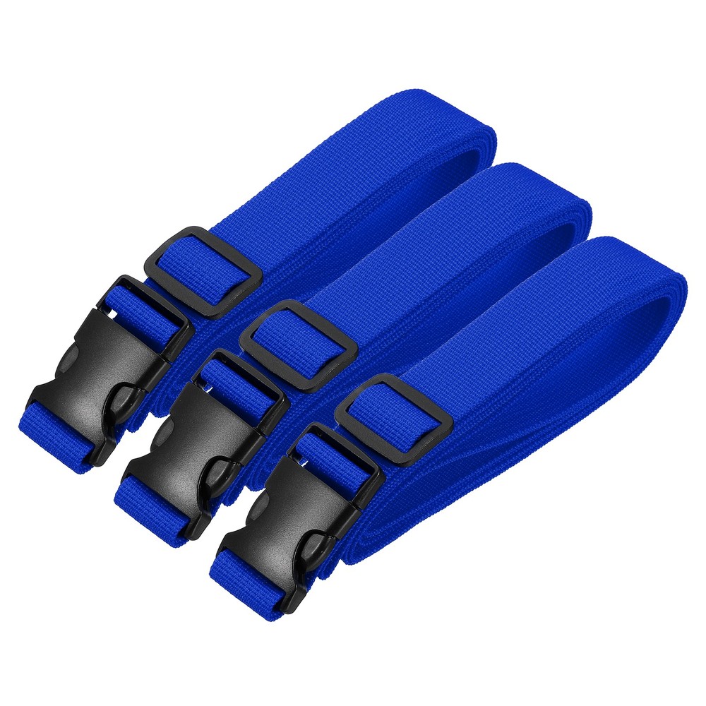 3pcs 1" x 6ft Utility Straps with Quick Release Buckle Adjustable, Blue
