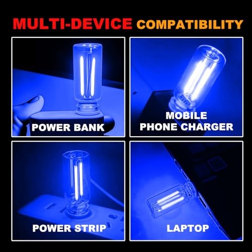 2 PCS USB LED Car Interior Atmosphere Light, Touch Control Adjustable Blue