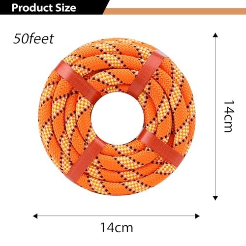 "50ft Double Braid Arborist Rope - 1/2in Polyester Rigging & Climbing Rope, Oran