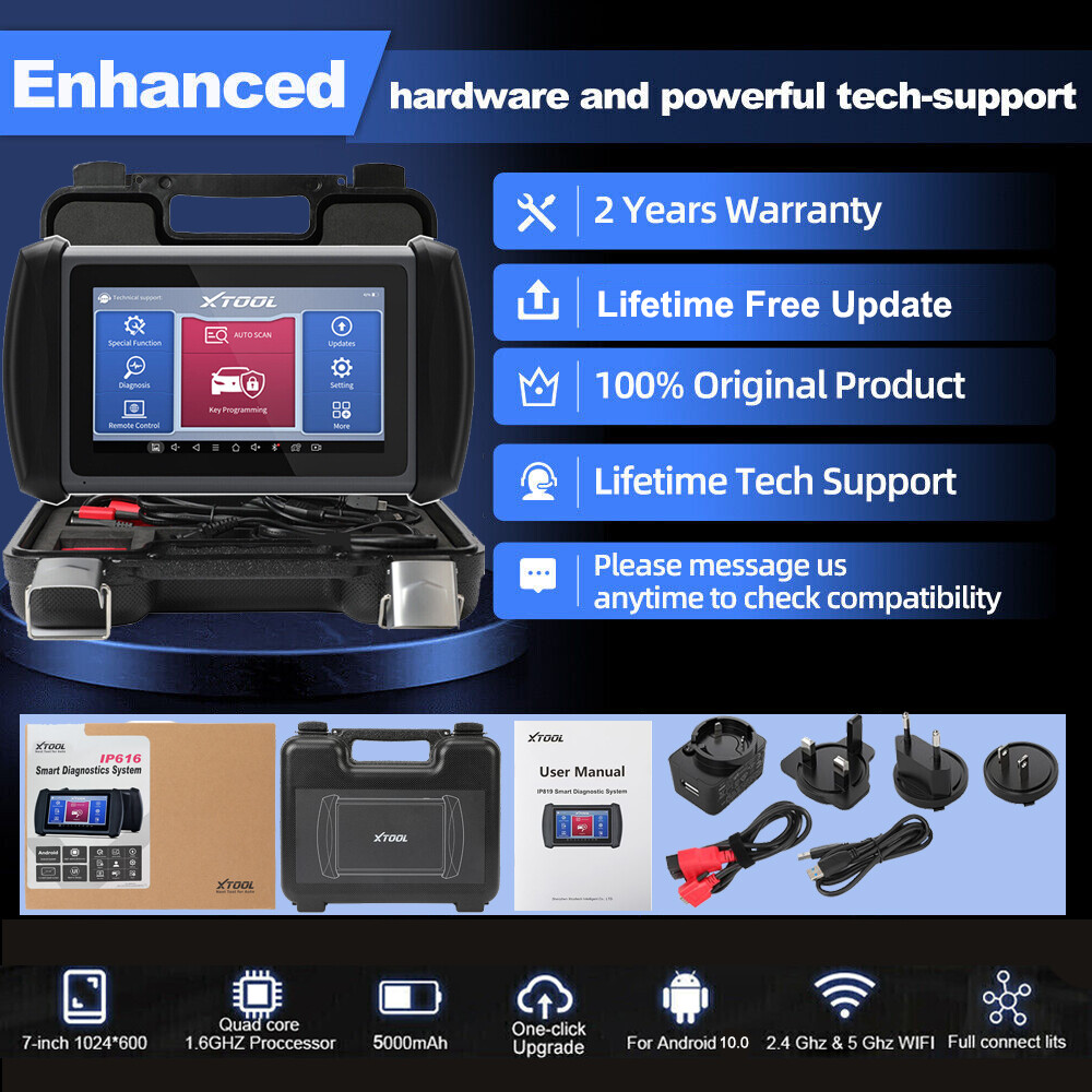XTOOL IP616 Automotive Full System OBD2 Scanner Diagnostic Tool Key Programmer