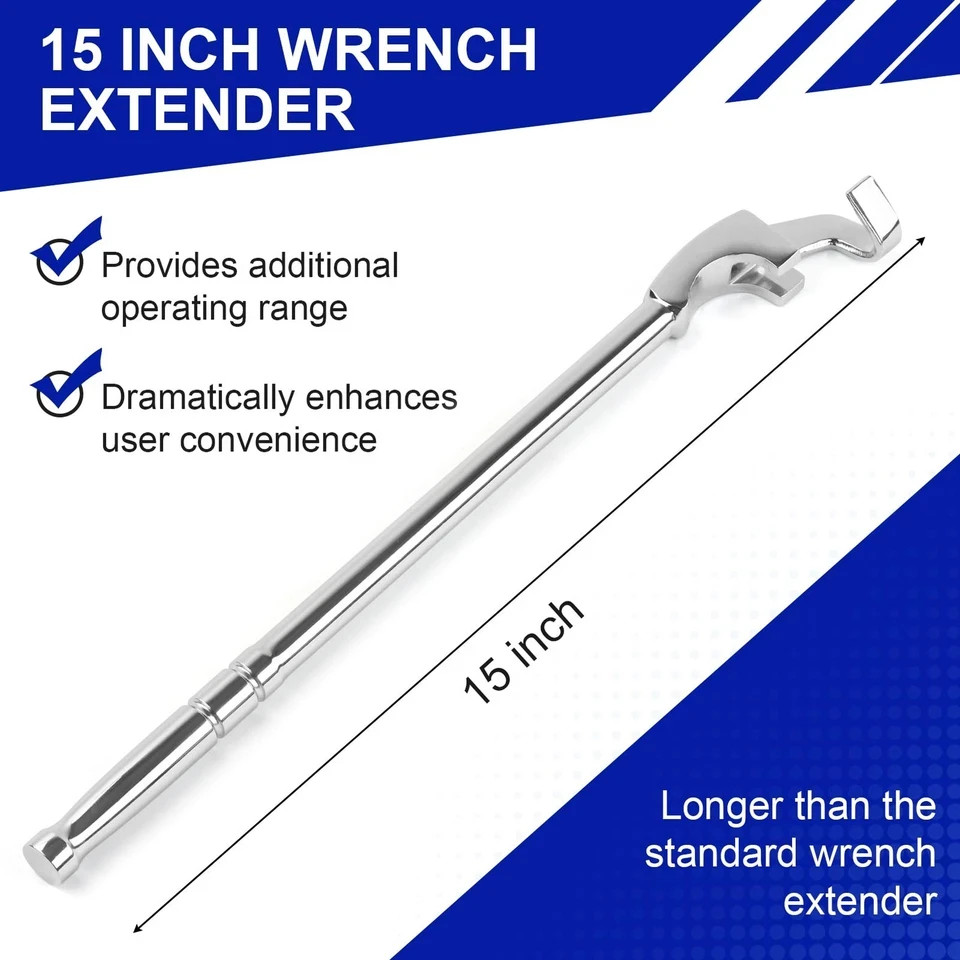 Wrench Extender Tool Bar, Extra-Long 15 Inch Wrench Extension for Maximum Lev...