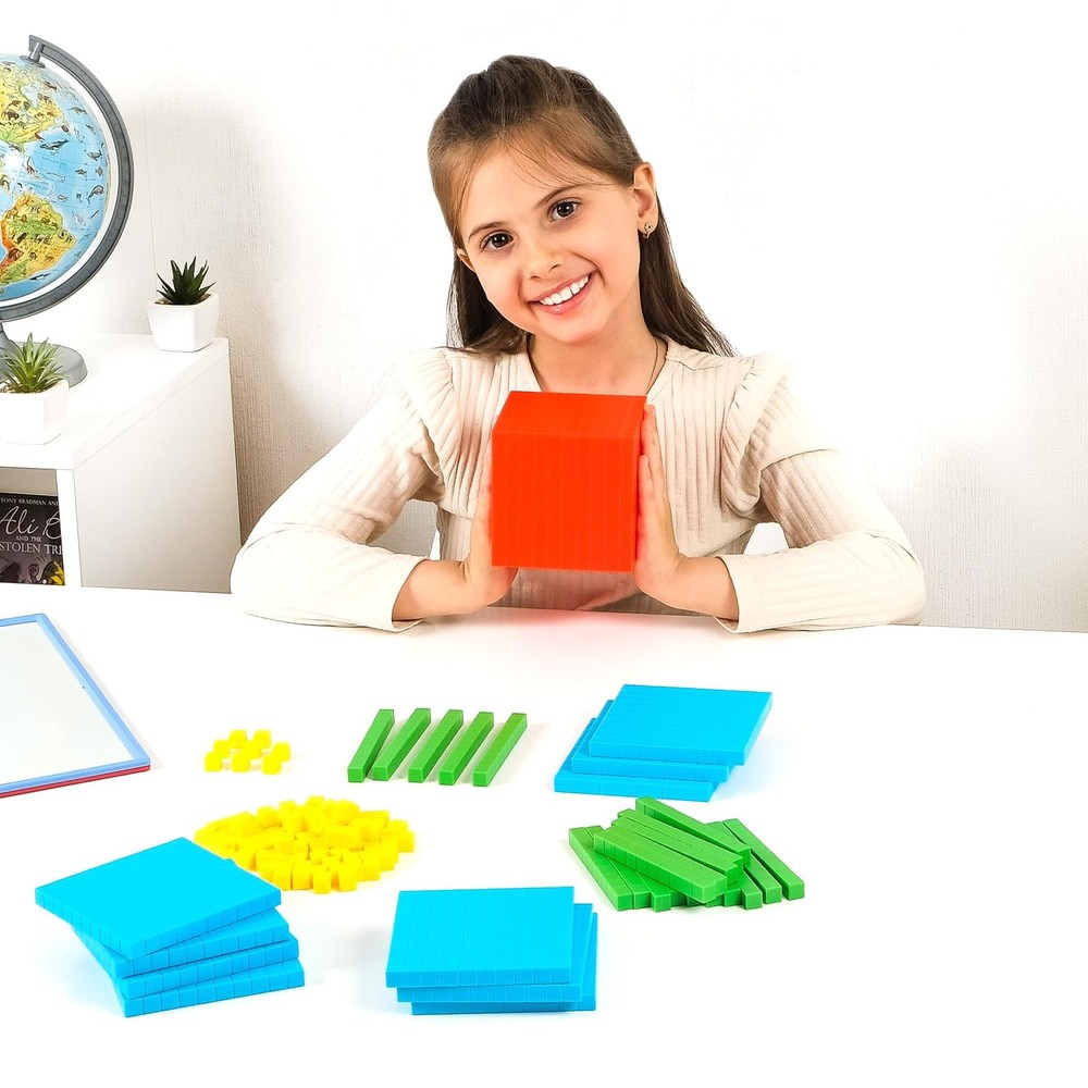 Simply magic 131 PCS Base Ten Blocks for Math - Place Value Small, Assorted