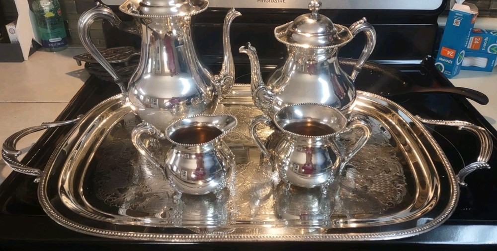 SHEETS R.S CO 1875/1400 Series Silver-Plate Coffee, Tea, Sugar Bowl, Creamer Set
