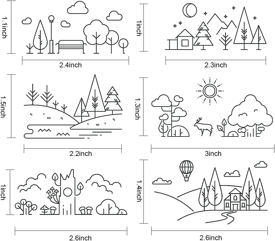 Creative Line Drawing Cute Scene Patterns Clear Stamps for Card Making Decoratio