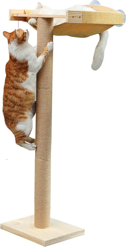 Cat Window Perch with Tall Scratching Posts, Inside Climbing Tree Hmmo