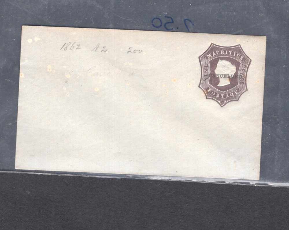 Mauritius   nice pence  postal  envelope  with  cancelled  overprint