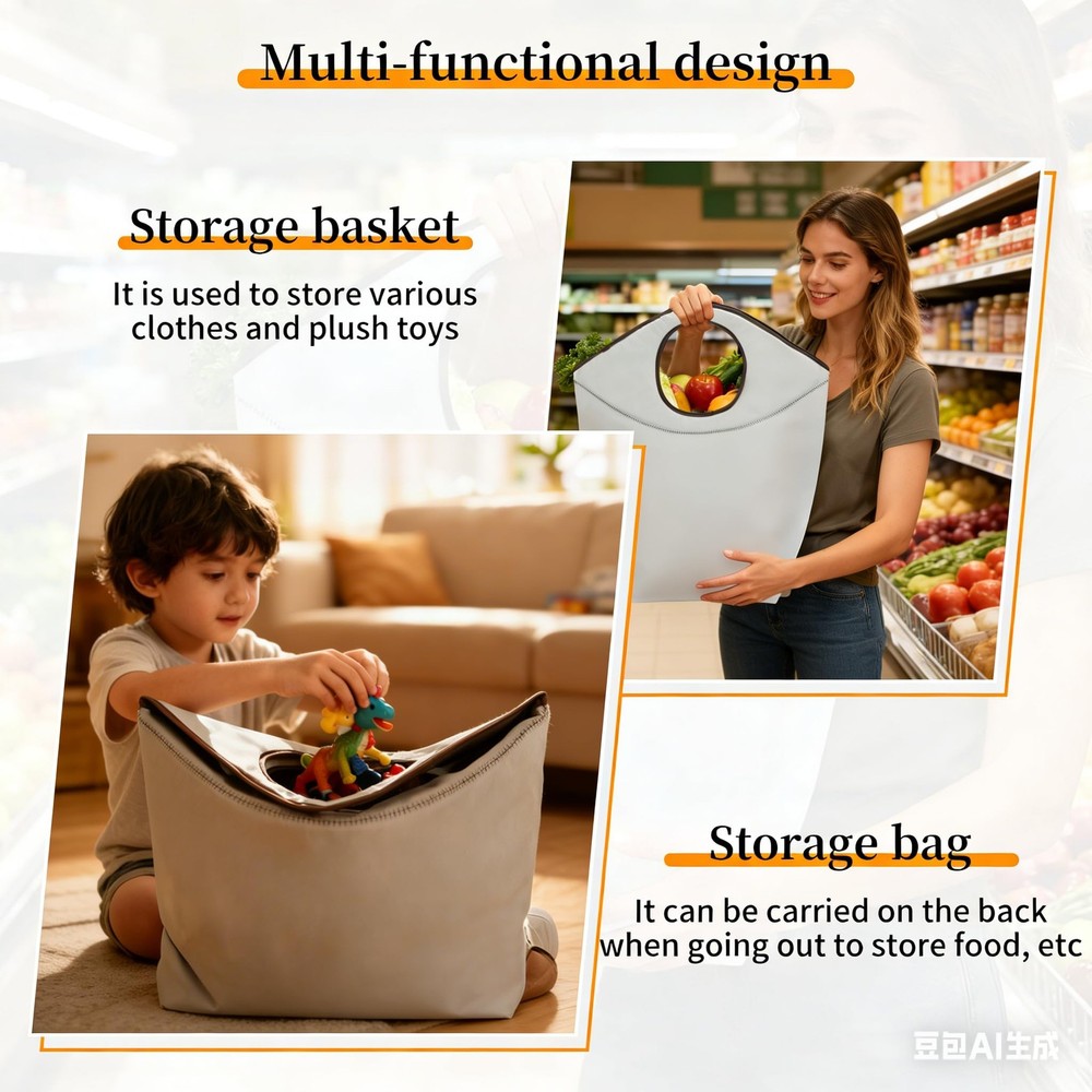 46L Foldable Storage Hamper Bag with Soft Padded Handle, Multi-Purpose Oxford...