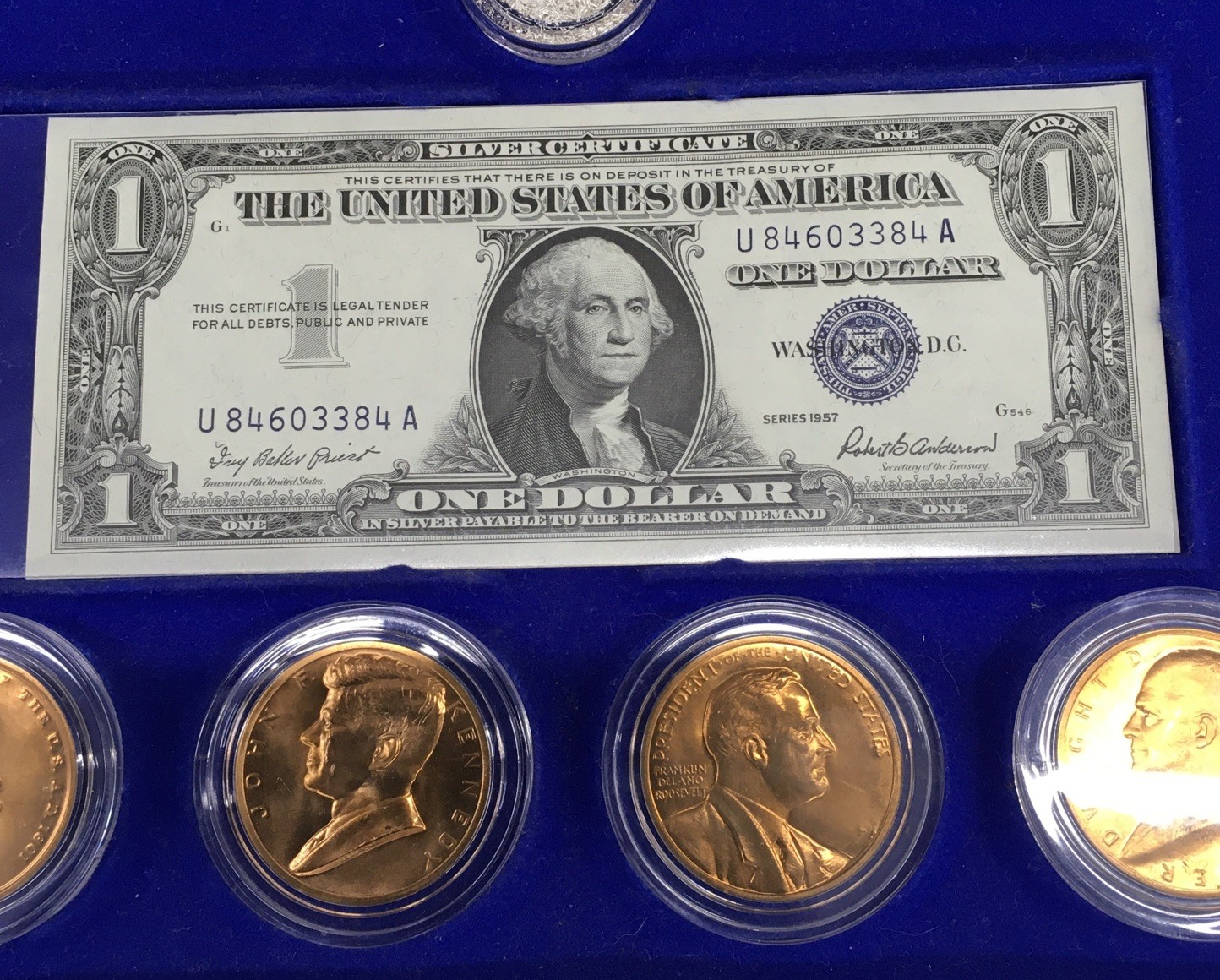 The Historical United States Coin Collection Wall Display Case W/77 Coins