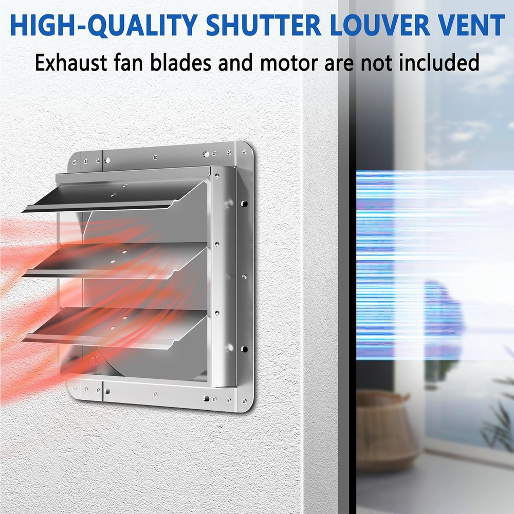 Shutter Louver Vent 10"12" 16" Galvanized Sheet Spraying Automatic No Fan Blade