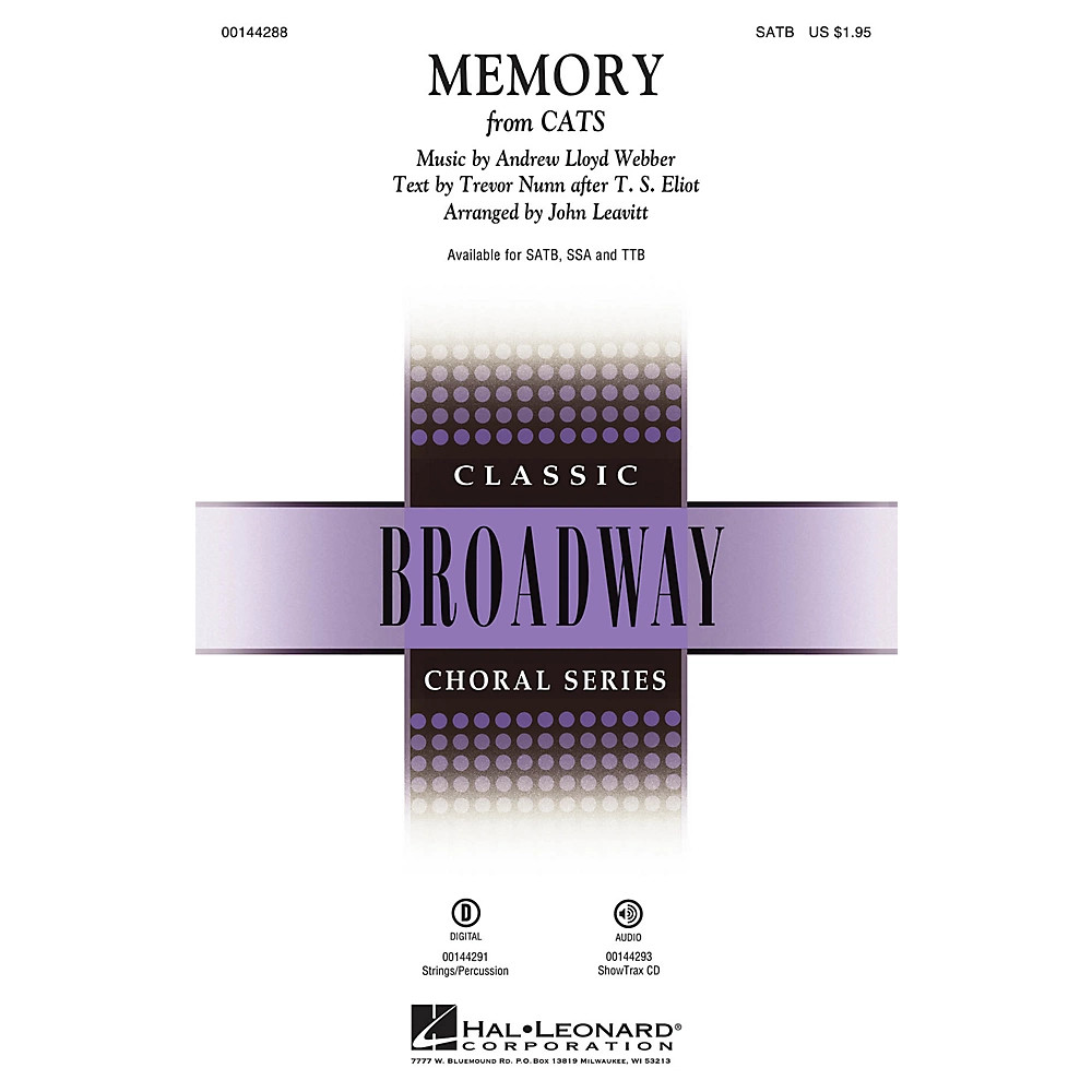 Hal Leonard Memory (from Cats) ShowTrax CD Arranged by John Leavitt