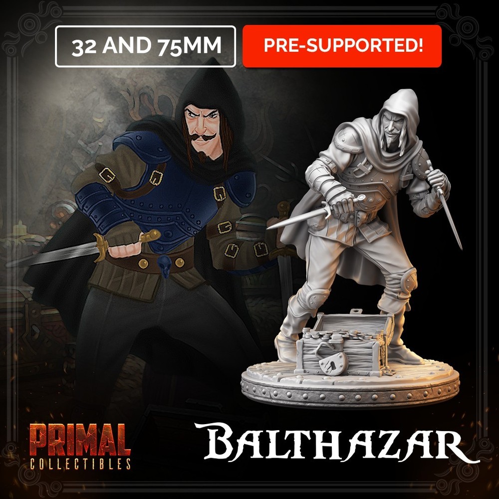 DnD Mini Rogue Thief Balthazar 32mm Scale TTRPG