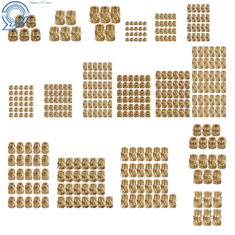 350Pcs M2-M6 Threaded Inserts, Female Thread Metric Knurled Nuts Assortment Kit